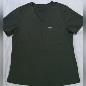 Figs Women's Olive V-Neck Tee